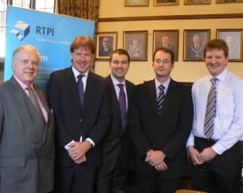 Cllr David Smith (Leader of Lichfield District Council), Richard King (Strategic Director of Democratic, Development and Legal Services), John Rowe (Solicitor, Ansons), Nick Hardy (Director, GVA Grimley) and Andrew Thompson (Walsall Council)