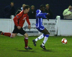 ramonestephens Ramone Stephens breaks away to score against Mickleover Sports. Pic: Dave Birt