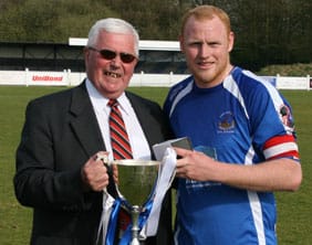Richard Teesdale receives the runners-up trophy from Alan Ogley. Pic: Dave Birt