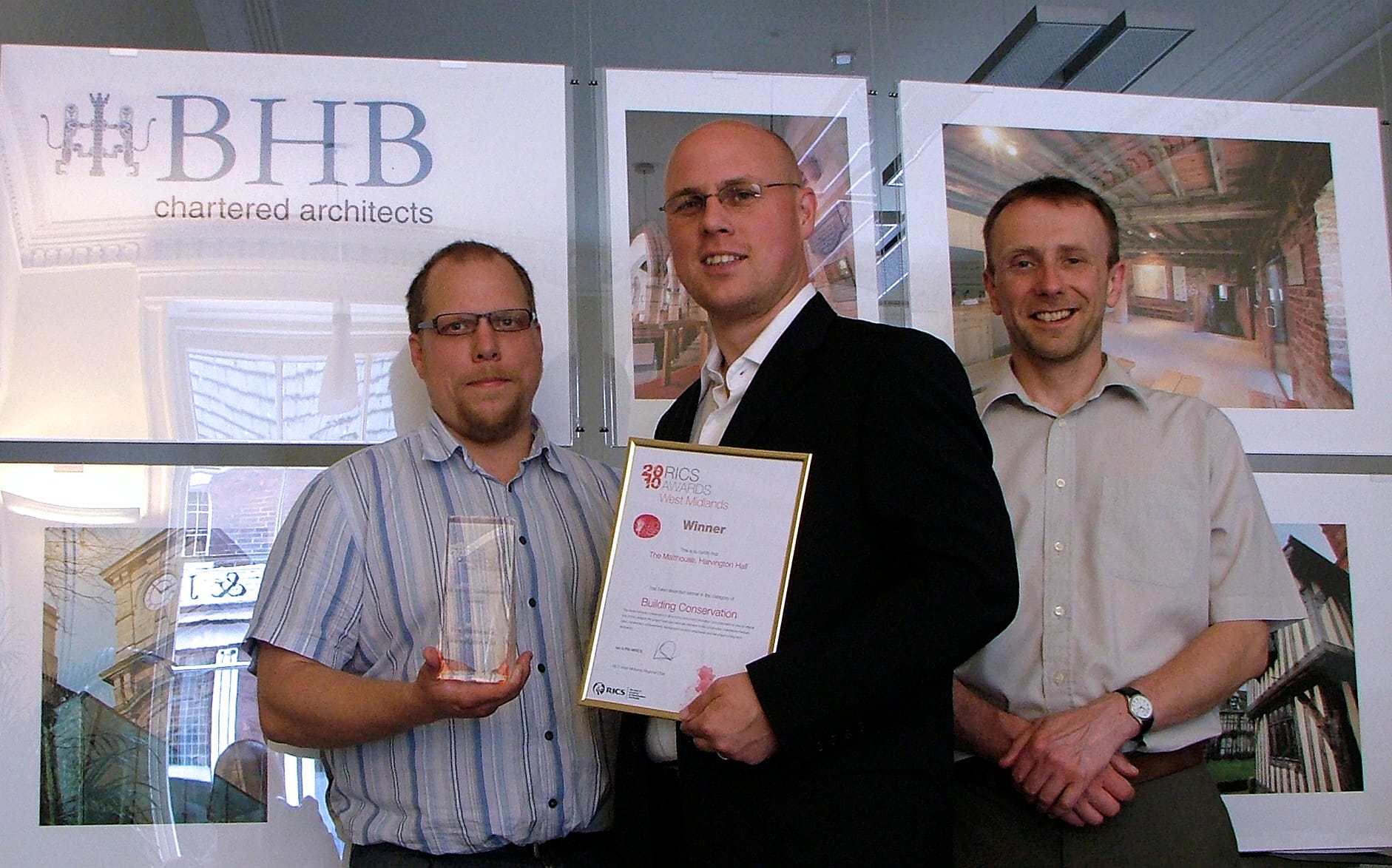 Matt Faber (Conservation Technician), Adrian Mathias (Project Architect Associate Director), Chris Parkin (Technician)