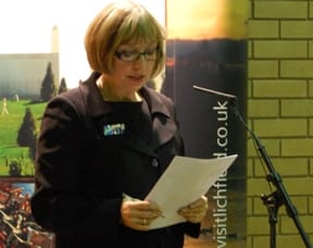 Nina Dawes reading out the results