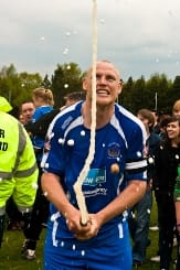Richard Teesdale celebrates after the final whistle. Pic: John Harris