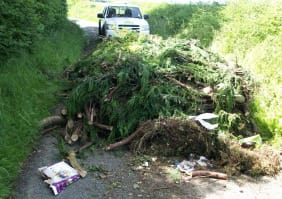 Whitacre Lane - Stonnall Garden waste dumped on Whitacre Lane in Stonnall