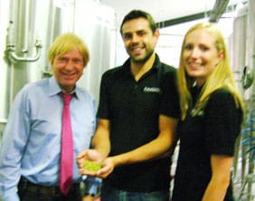 Michael Fabricant with brewers Edward and Susan MaymanM