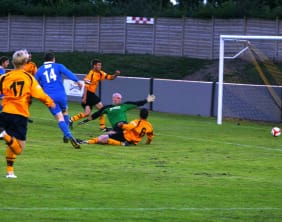 Gary Birch scores for Chasetown against Loughborough Dynamo. Pic: Dave Birt