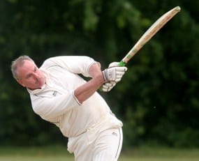 Peter Hart plays a shot. Pic: David Linney/Lichfield Diocese