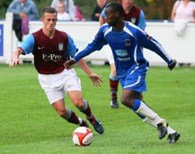 Ramone Stephens tries to get away from his marker. Pic: Dave Birt