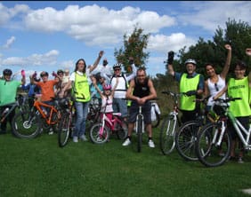 chasewater-22-aug-ride-with-leaders-hayley-sheldon,-tony-wilkins,-tracy-potts Cyclists getting ready for the ride out to Chasewater
