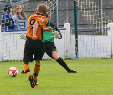 Jake Kempton opens the scoring. Pic: Dave Birt