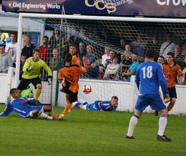 Louis Harris makes it 6-1 to Wolves. Pic: Dave Birt