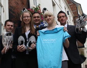 Neil-Faunch,-Martin-de-Ridder,-Martin-Jackson,-Gemma-Eldon,-Siobhan-Arms The Ansons team for the Lichfield 10K race with senior partner Simon James