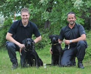 Passive drugs dogs with handlers Cruise and Dexter with their handlers PC Dave Smith and PC Rob Powell