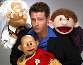 Paul Zerdin with some of his characters