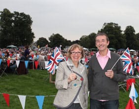 Nina-Dawes-(LDC-Chief-Exec)-and-Councillor-Mike-Wilcox-(LDC-Leader) Lichfield District Council's chief executive Nina Dawes and leader Mike Wilcox join the crowds in Beacon Park