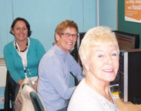 Volunteer Angela Stevenson with Gill James and Margaret Dutton