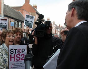 pamelaphiliphammondhs2 Pamela Tole shares her views with Philip Hammond outside the Guildhall