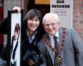 ARCstudios Vivienne Bailey outside Arc Studios with councillor Brian Bacon