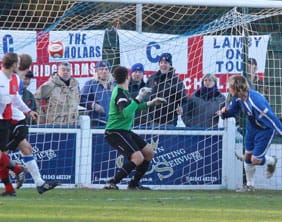 Ben Jevons scores for Chasetown. Pic: Dave Birt