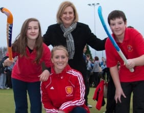 Susie Gilbert with Bernice Astling and two students at the official opening