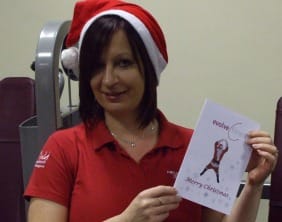 Lyn Rogers with the new Friary Grange fitness pass Christmas card