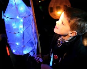 Nine-year-old Nicolas Fellows with his lantern