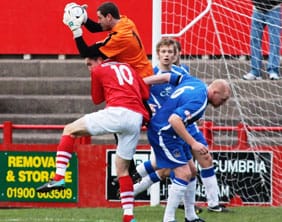 Chasetown goalkeeper Ryan Price gathers the ball. Pic: Dave Birt