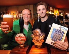 stgilespub Leigh Pritchard from the Whittington Arms with St Giles community fundraiser Sarah Shelton