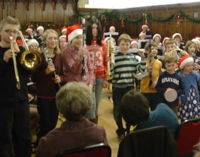 Children taking part in the City of Lichfield Concert Band's Christmas show
