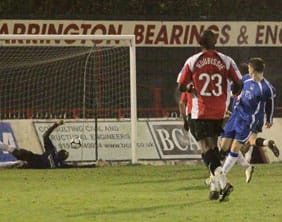Grant Ryan's late winner finds the net. Pic: Dave Birt