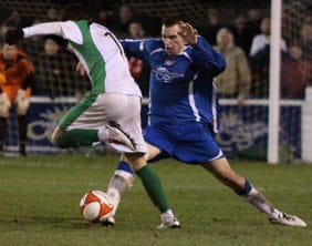 Richard Davies makes a tackle. Pic: Dave Birt