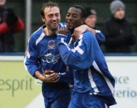 stephens congrats Ramone Stephens celebrates with Dave Egan. Pic: Dave Birt