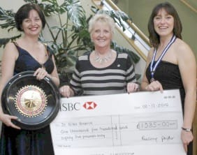 Ruth Curry and Gaynor Webb from Lichfield Ladies Circle hand the cheque over to Lynn Shiel from St Giles Hospice