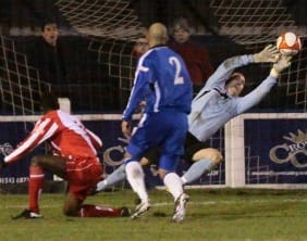 Chasetown's Darren Acton makes a good save. Pic: Dave Birt