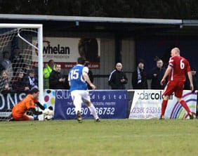 Chasetown goalkeeper Ryan Price saves. Pic: Dave Birt