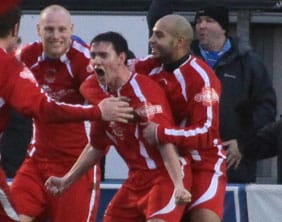 Danny Smith celebrates. Pic: Dave Birt