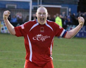 Captain Richard Teesdale celebrates the victory. Pic: Dave Birt