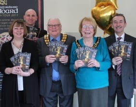 visitor guide launch 2011 v1 Cllr Louise Flowith, Canon Pete Wilcox, Cllr Barry Diggle, Val Diggle and Cllr Mike Wilcox launch the new guide