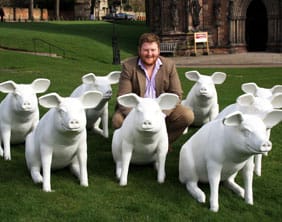 2011-03-10-Pig-Parade-Packington-pix-014 Robert Mercer with some of the model pigs