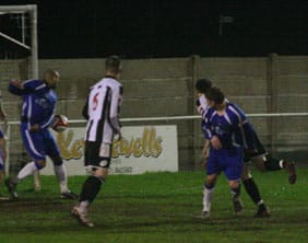 Ben Jevons makes it 2-0 against Retford. Pic: Dave Birt