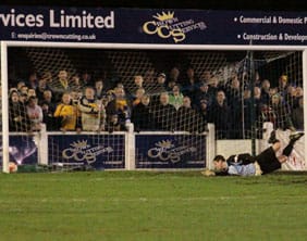 Ryan Price is beaten by Louis Briscoe's drive. Pic: Dave Birt