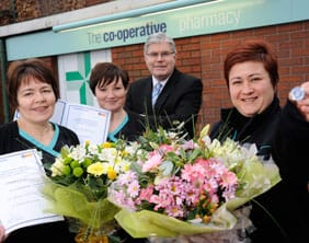 Paul Byrne with Sue Cooper, Kelly Russell and Claire Hassell