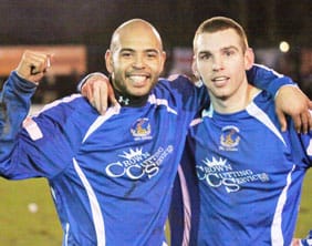 Jimmy Turner and Richard Davies celebrate. Pic: Dave Birt