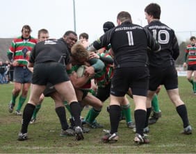 Wolverhampton's defence hold up Graham Shelley. Pic: Joanne Gough