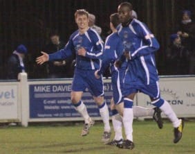 Ben Jevons celebrates his goal. Pic: Dave Birt