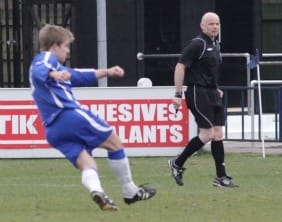 John Branch fires home his goal. Pic: Dave Birt