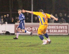 Louis Briscoe fires Mansfield Town back in front. Pic: Dave Birt