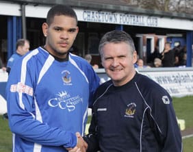 Charlie Blakemore with new signing Chris Morris. Pic: Dave Birt