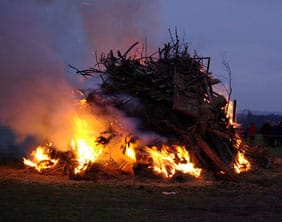 The HS2 protest beacon lit at Packington Moor Farm