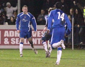 richard-davies-congrats Richard Davies celebrates Chasetown's late equaliser. Pic: Dave Birt