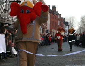Welephant wins the character pancake race
